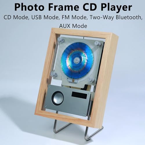 Lettore CD con Bluetooth, USB, FM e Aux - Montabile a Parete Desktop Music Frame per la casa e l'ufficio Decor