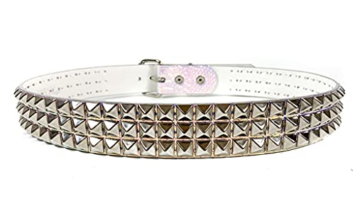 Snake Rainbow Holographic Three Row Black Pyramid Stud Rave Studded Belt Vegan Punk Goth4