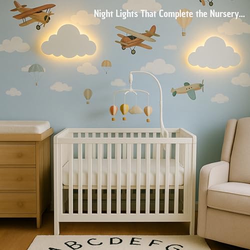 Cloud Light for Wall (Pack of 1) with Star Wall Decals for Nursery Decor – Rechargeable & 3-Level Dimmer Cloud Lamp - Nursery Lighting for Baby Room Decor - Image 6