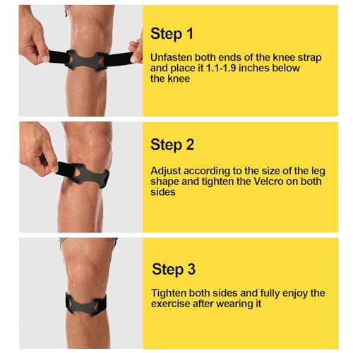 Image of 2 Pack Patellar Tendon Support Strap,Adjustable Silicone Patella Knee Strap for Knee Pain Relief,Knee Bands for Basketball, Tendonitis, Running, Tennis, Jumpers, Squats(Black)