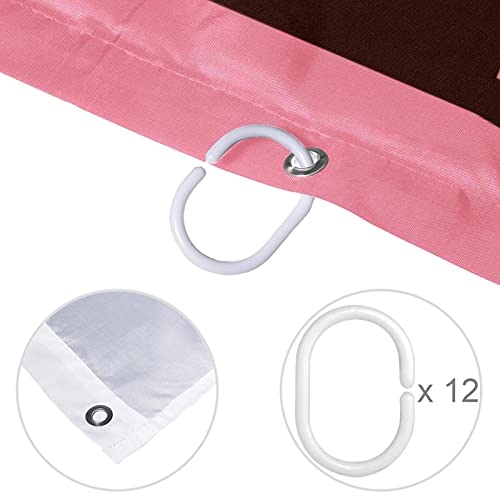 Rideau de douche singe rose 168x183 cm imperméable avec crochets - 5