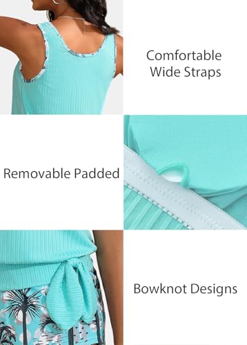 Image of ROSEWE Modest Tankini Swimsuits for Women, Two Piece Athletic Womens Bathing Suits Blouson Tank Tops with Board Shorts