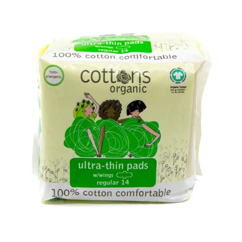 Cottons Ultra-Thin Pads With Wings, 56-Individually Wrapped, Unscented, Chlorine Free, Certified Organic Cotton Coversheet - Regular Absorbency (4 Pack) #TOP10