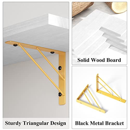 Love-Kankei Corner Shelf Wall Mounted,Floating Wall Shelves For Storage,Rustic Wood Hanging Shelves For Display,Bedroom Bathroom Living Room Kitchen,Set Of 4,White #TOP5