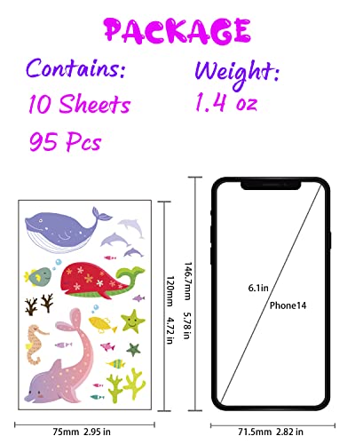 Hyttrolly Ocean Adventure Temporary Tattoos For Kids, 96 Unique Marine Life Designs, Waterproof & Long-Lasting, Non-Toxic & Child-Friendly, Perfect For Underwater-Themed Parties, Birthdays, Favors #TOP5