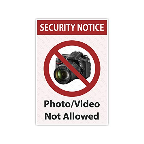 Anne Print Solutions® Security Notice No Photo Video Allowed Sticker | Office Stikcers Pack Of 4 Pcs Size 6 Inch* X 9 Inch* Multicolour
