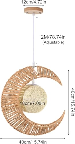 Lámpara colgante de ratán para techos altos o bajos con cable ajustable E27 7