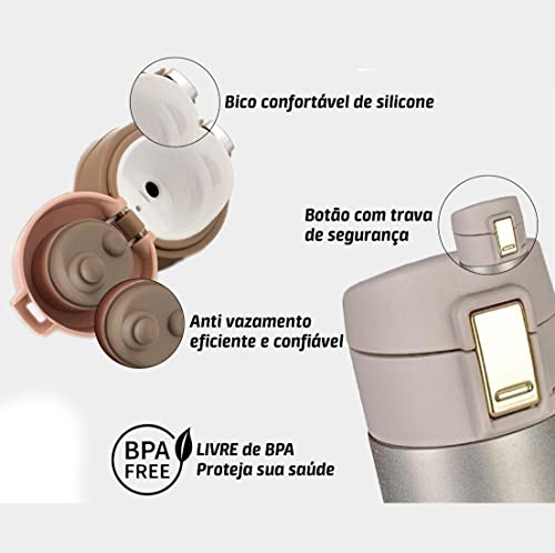Garrafa Termica Aço Inox Branco 500ml Vacuo Agua Cafe Quente Frio