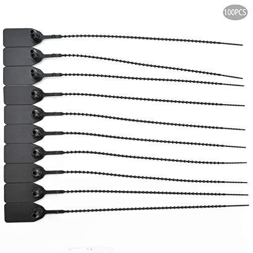 Plastic Tamper Seals, Numbered Zip Ties for Fire Extinguisher Pull Tite Security Tags Disposable Self Locking Signage Pull Tite Plastic Lock 250mm Pack of 100 (Black)