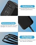 Chargeur pour lumière de bague UBeesize, 5V 2A Adaptateur de puissance pour UBeesize 10 de pouce 12 inch Selfie Ring Light pour l'enregistrement vidéo 5 Volts 2 Cordon de charge d'alimentation en ampères