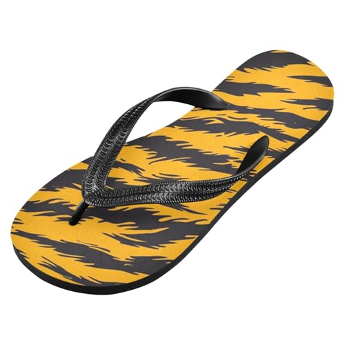 Tongs en caoutchouc léopard jaune et noir pour femme au style sauvage