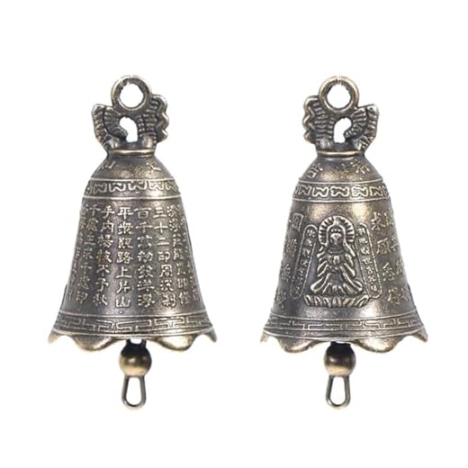 2 campanas pequeñas de bronce para manualidades, budismo, vintage, para colgar campanillas de viento, manualidades, decoración de Navidad