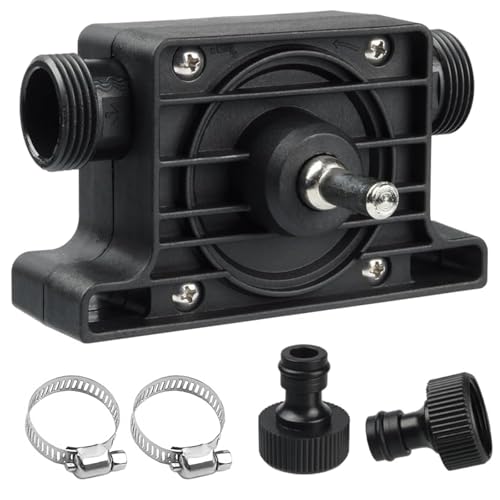 Mini bomba de taladro eléctrica de vástago de 7 mm, bombas de transferencia autocebantes, bomba de taladro inalámbrica portátil con 2 conectores, 2 abrazaderas de manguera para el hogar, jardín