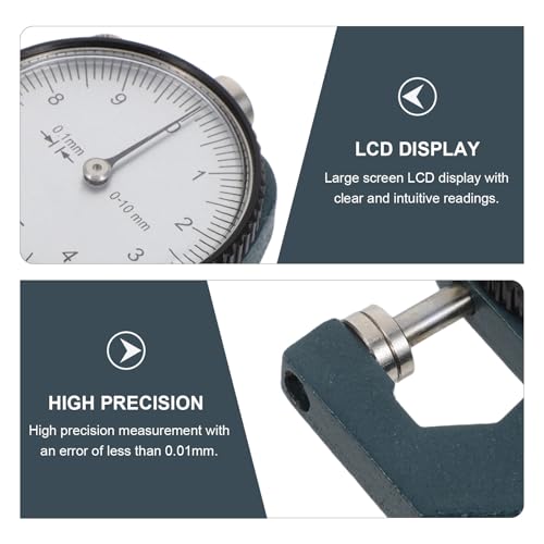 Calibrador de espesor con dial - Medidor de espesor de cabeza plana 0-10mm para cuero, papel, película, joyería y alambre - Herramienta portátil con precisión de 0.1mm miniatura 5