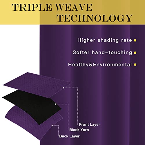 NICETOWN Bedroom Curtain Room Darkening Drapery 102 inches Length - Home Fashion Thermal Insulated Grommet Room Darkening Curtain for Living Room (Royal Purple, 1 Panel, 52 x 102 inches)