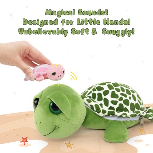 Image of Talking Sea Turel Stuffed Animal with 3 Babies & 2 Eggs, 14 inch