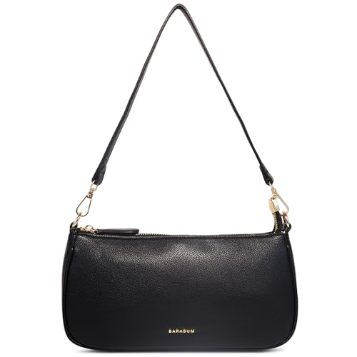 Sac à main rétro classique noir épaule fermeture éclair femme Barabum