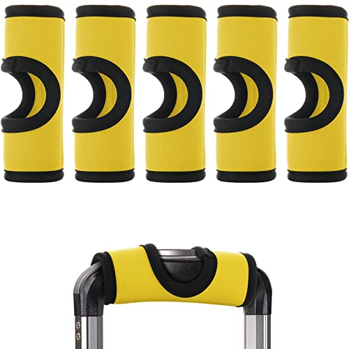 Beautyflier Luggage Handle Wrap Identifier For Suitcases Unique, 5Pcs Neoprene Hollow Handle Covers For Push-Button Luggage Suitcase Trolley Airport Travel Accessories (Yellow) #TOP13