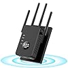 1200Mbps Dual Band (5GHz/2.4GHz) WiFi Extender Signal Booster,WiFi Repeater Covers Up to 12880Sq.ft and 60 Devices,Internet Booster with Ethernet Port for Home Wireless (Black)