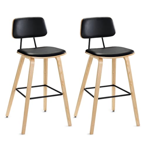 Image of UPLIFT DESK Kerbey Barstool - Sleek, Modern Barstool Set of 2, Supportive Seating for Bar Height Tops, Made with a Durable Wood, Metal, and Vegan Leather Cushions (Set of 2)