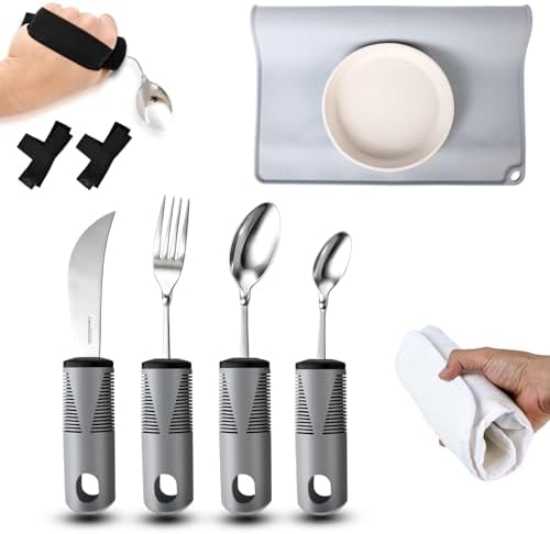 9 Pcs Bendable Adaptive Utensils Set for Parkinson's Arthritis El...