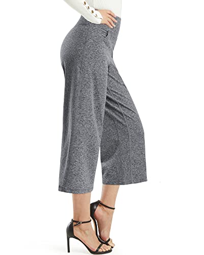 Image of Promover 14 inch /21 inch /23 inch /25 inch Inseam Capri Pants for Women Wide Leg Yoga Cropped Pants with Pockets Loose Casual Summer Pant