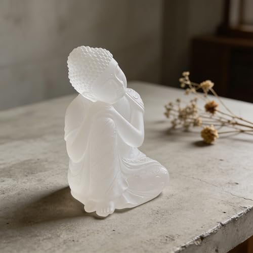 Estatua de Buda Meditando de 5.9 Pulgadas en Resina Blanca miniatura 5