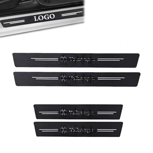 Image of 4PCS Car Door Carbon Fiber Sill Edge Anti-Scratch Guard Protector Accessories Compatible for Virtus, Taigun, Tiguan, Tayron, Golf, Polo, Vento, Ameo, Jetta