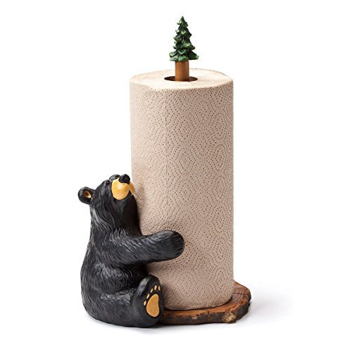 Big Sky Carvers Jeff Fleming Bearfoots Brawnie Bruin Bear Hugging Paper Towel Holder Home Décor