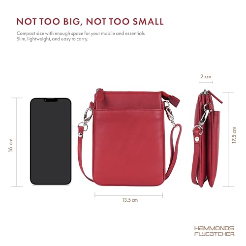 Image of HAMMONDS FLYCATCHER Genuine Leather Sling Bag for Women Stylish Crossbody Bag for Women Compact Lightweight Ladies Sling Bags for Woman with Adjustable Strap for Daily Use