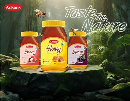 Image of Adsans Pure Honey || 100% Pure || No Added Sugar & Adulteration, 1kg Buy 1 Get 1 Free