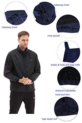 Trailside Supply Co. Mens Windbreaker Jackets Lightweight Packable Jacket,Windproof And Dustproof Black Size 3Xl #TOP3