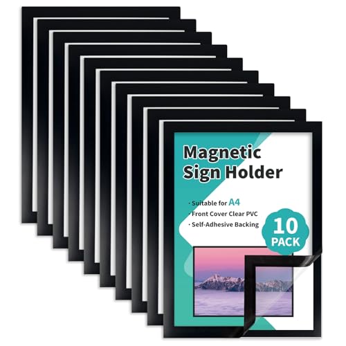 Binditek Magnetic Frame Self-Adhesive Frosted Black A4 Size 10 Pack