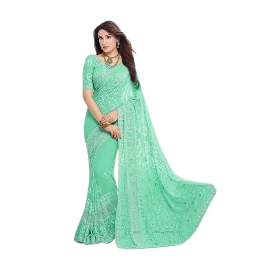 Kanishka Enterprises Women's & Girl's Woven Pure Chiffon Saree with Blouse Piece|P
