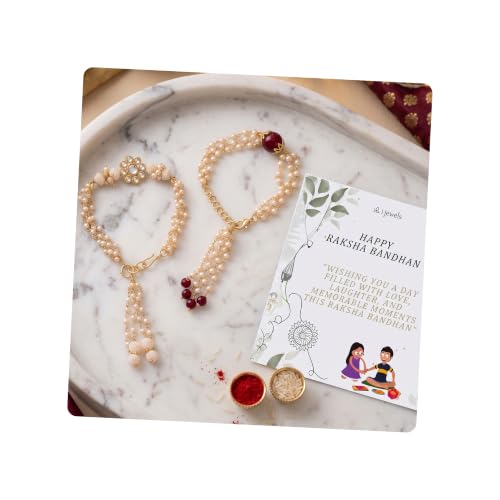 Image of I Jewels Womens Designer Pearl Rakshabandhan Lumba Bracelet For Bhabhi /Sister