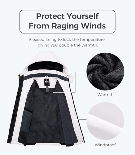 Image of Wantdo Women's Mountain Waterproof Ski Jacket Windproof Rain Jacket Winter Warm Hooded Coat