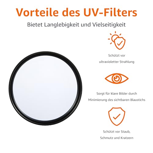 Amazon Basics 67 mm Runder UV-Schutzfilter für klarere Bilder, Schützt vor Staub, Schmutz und Kratzern