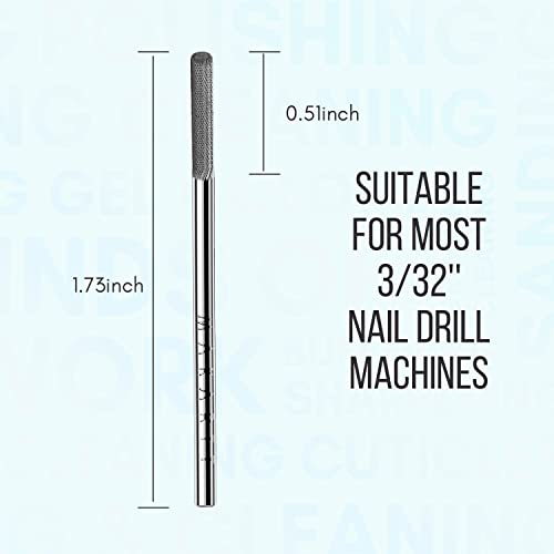 Makartt Cuticle Nail Drill Bit - Safety Tungsten Carbide Cuticle Remover Drill Bit Needle Bit Under Nail Cleaner Dead Skin Nail Prepare 3/32\'\' for Electric Nail File Nail Buffer Bit-3XF (Silver,Fine)