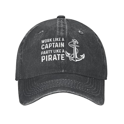 KWQDOZF Funny Cap Work Like A Captain Party Like an Pirate Hat Men Baseball Hat Cool Hats