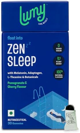 Lumy Zen Melatonin gummies: Melatonin 5mg & Adaptogens for Deep Sleep, Morning Energy |Non-Addictive | Sleep-Gut Harmony | 30 Gummies | L-Theanine, Jatamansi for Stress Relief, Muscle Relaxation