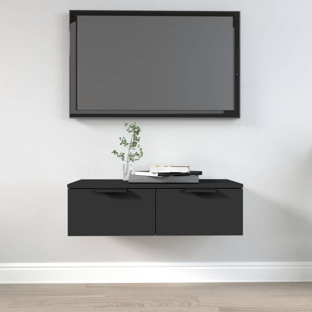 Armadietti & Stoccaggio-Pensile Nero 68x30x20 cm Legno Ingegnerizzato