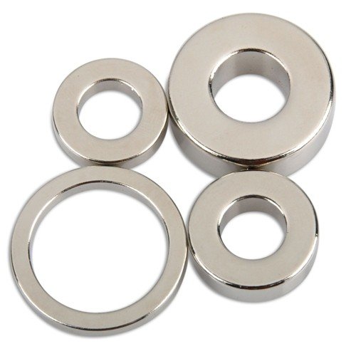 Anello magnetico da 26,0 (diametro) x 12,0 x 9,0 mm, supermagnete al neodimio N45 in nichel, con tenuta di 15,4 kg