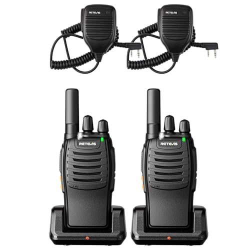 Retevis H-777 Rechargeable Walkie Talkies with Speaker Mic, Long Range 2 Way Radios, Portable FRS Two Way Radios with LED Flashlight(Black, 2 Pack)