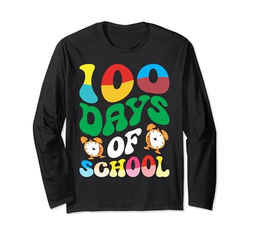 100th day of school boys girls kids funny 100 days of school Maglia a Manica