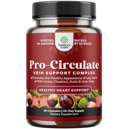 Vein Support Supplements Leg and Veins - Full Body Circulation Supplement for Spider & Varicose Veins and Improved Flow with Horse Chestnut Extract & Flavonoids - Vegan Non-GMO Mini Caps (1 Month)