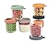 BEABA 6 Pack Glass Baby Food Jars with Soft Silicone Air Tight Lids, 8 oz Glass Storage Containers with Lids, Microwave and Freezer Safe Containers, Sunrise