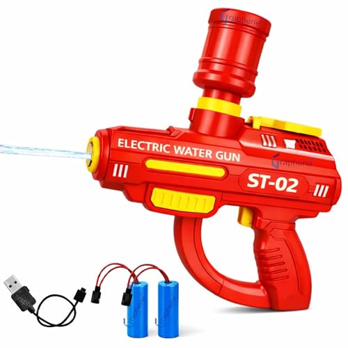 GRAPHENE Rechargeable Electric Water Gun Kids & Adults Water Pistol with Large Capacity 8–10 Meter Long Range Spray 1 Extre Battery Summer Pool Beach & Outdoor Water Toy Boys & Girls (Red Blue Green)