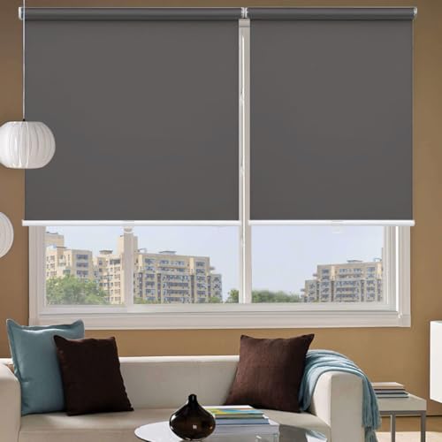 getopblinds ロールスクリーン ロールカーテン プルコード式 １級遮光 断熱 UVカット 防水 ブラインド オーダーメイド 幅60~180cm/丈≤200cm カーテン プライバシー保護 簡単取付け,ダークグレー,幅200x丈200cm（Amazon）