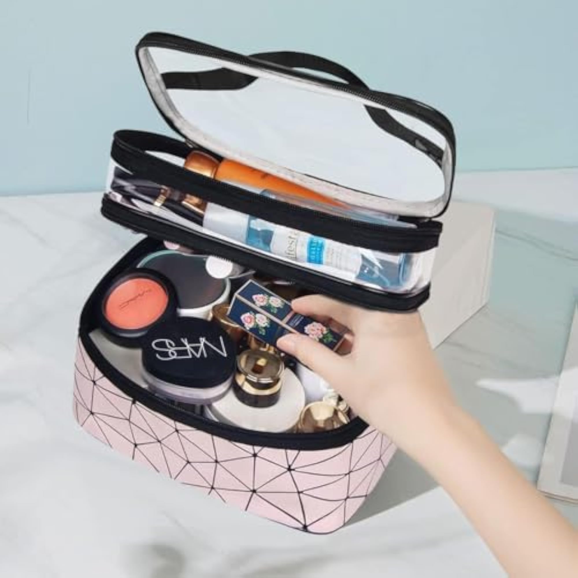Dual Layer Waterproof Makeup Bag for Women