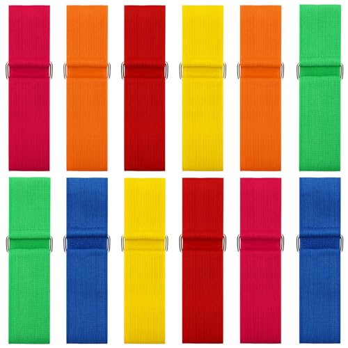Image of Augshy 3 Legged Race Bands, Assorted Colors Elastic Tie Rope Resistance Bands for Relay Race Game Carnival Field Day Backyard Game Party Supplies
